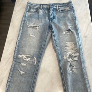 Distressed straight leg american eagle jeans